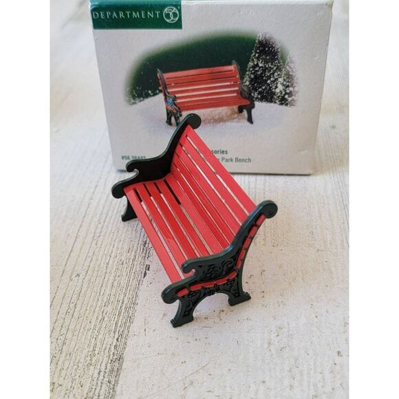 Dept 56 56445 Red Wrought Iron Park Bench village accessory xmas - Picture 2 of 5